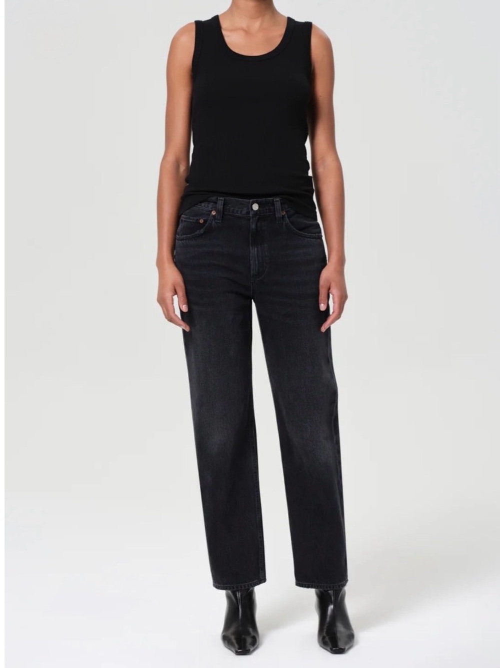 Agolde Valen Mid Rise Vintage Straight Jeans Hitch Washed Black Organic Sz 29